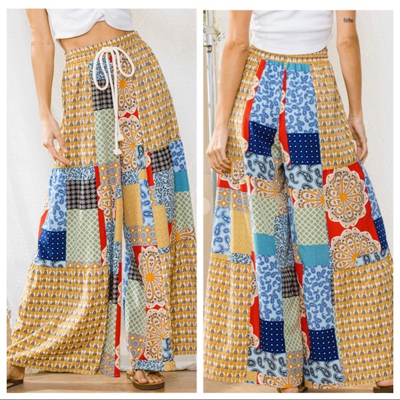 Brooke Boho Fabulous Double Tiered Wide Leg Printed Pants - Picture 6 of 6